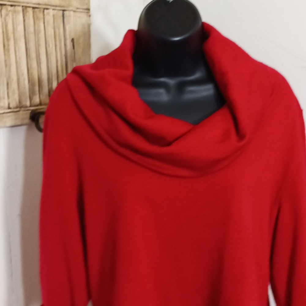 🟢12oz (123) J M collection cropped sleeve turtle neck sweater - Picture 2 of 6
